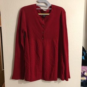 Red cardigan